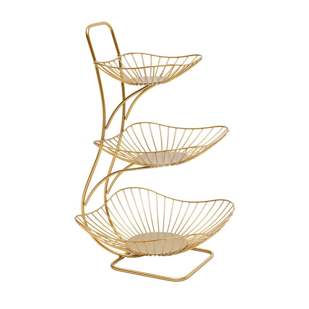 Gold-3 Tier Countertop Fruit Basket for Kitchen Vegetable Fruits Basket Bowl Stand